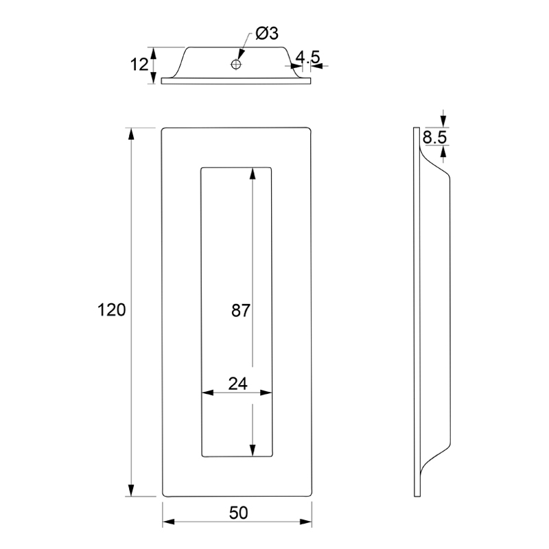 PULL HANDLE 120x50 mm / STAINLESS STEEL